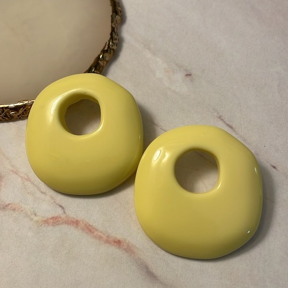 Zara Yellow Acrylic Small Hoops - Picture 3 of 10